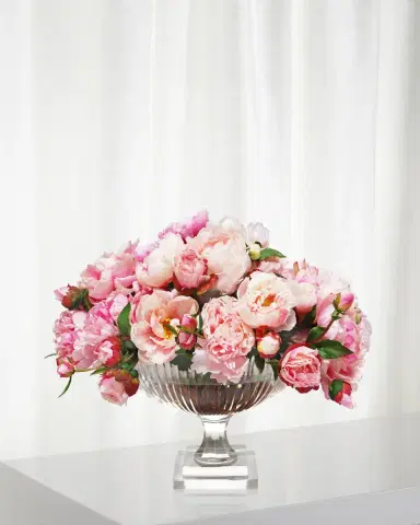 Winward Home Mix Peony in Large Stripe Cut Bowl | Thumbnail 1