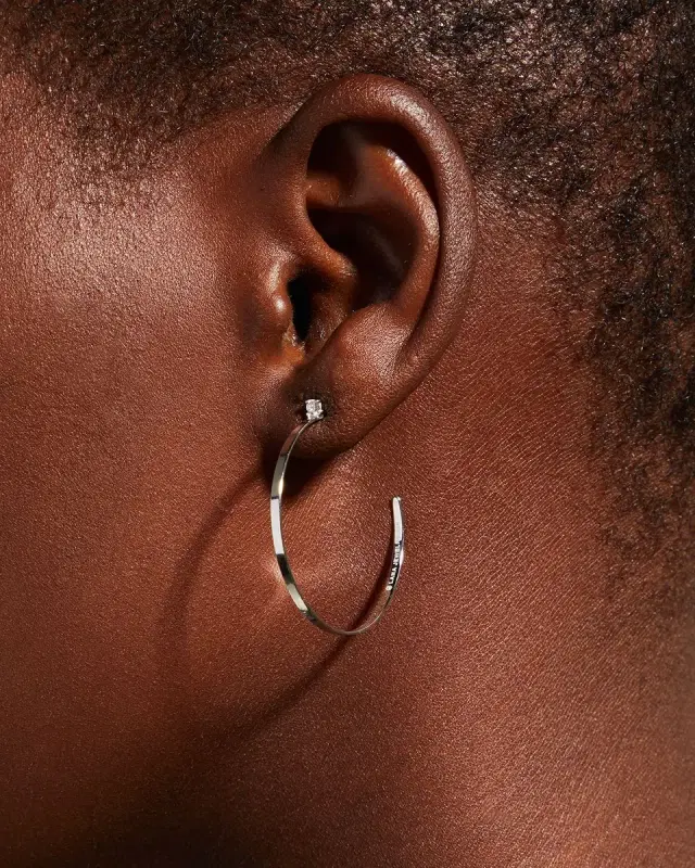 14K Gold Diamond Sunrise Hoop Earrings