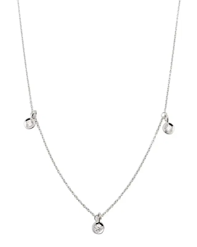 18k 3-Diamond Dangle Necklace