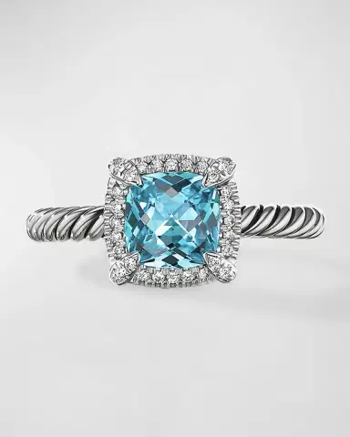David Yurman Petite Chatelaine Pave Bezel Ring with Gemstone and Diamonds in Silver | Thumbnail 2 David Yurman Petite Chatelaine Pave Bezel Ring with Gemstone and Diamonds in Silver | Thumbnail 2