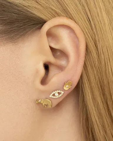 Jennifer Meyer Mini Diamond Open Evil Eye Earrings | Thumbnail 1 Jennifer Meyer Mini Diamond Open Evil Eye Earrings | Thumbnail 1