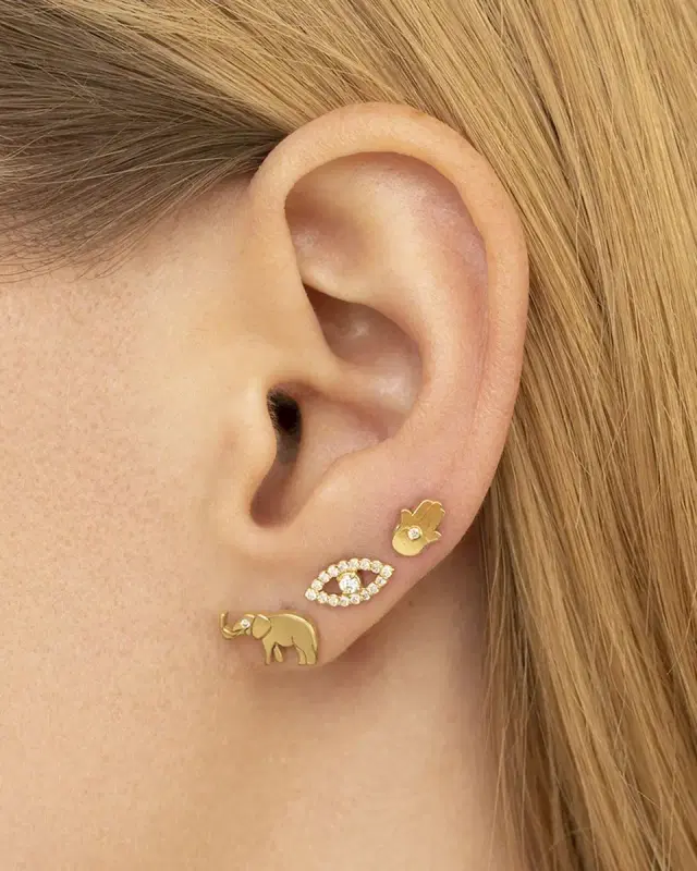 Mini Diamond Open Evil Eye Earrings