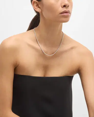Neiman Marcus Diamonds 18k White Gold Diamond Necklace, 18"L, 8.30tcw | Thumbnail 4