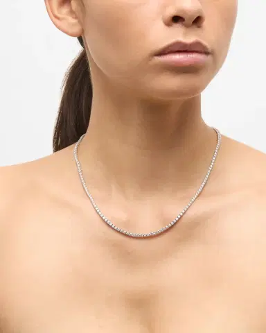 Neiman Marcus Diamonds 18k White Gold Diamond Necklace, 18"L, 8.30tcw | Thumbnail 1
