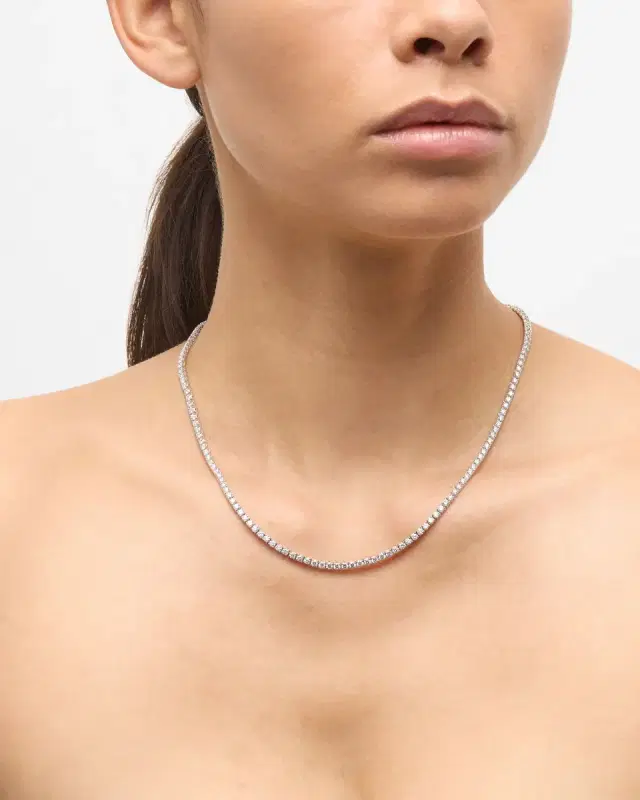 18k White Gold Diamond Necklace, 18"L, 8.30tcw