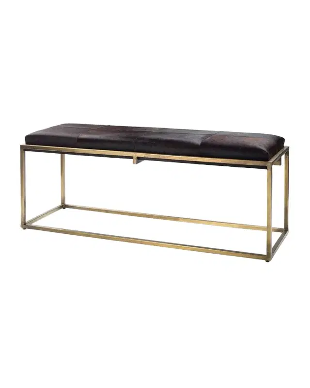 Shelby Espresso Hair Hide Bench