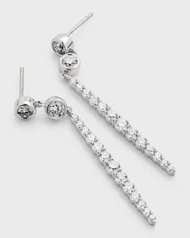 Neiman Marcus Diamonds 18K White Gold Diamond Drop Earrings, 2.06tcw, 1.75" drop | Thumbnail 3