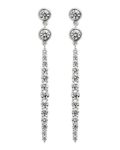 Neiman Marcus Diamonds 18K White Gold Diamond Drop Earrings, 2.06tcw, 1.75" drop | Thumbnail 1