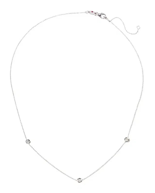 18k White & Yellow Gold 3-Diamond Necklace