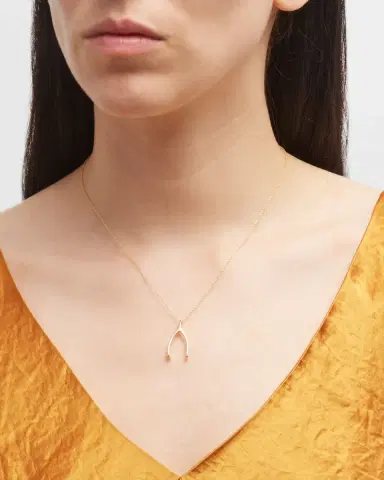 Jennifer Meyer 18k Wishbone Pendant Necklace | Thumbnail 2