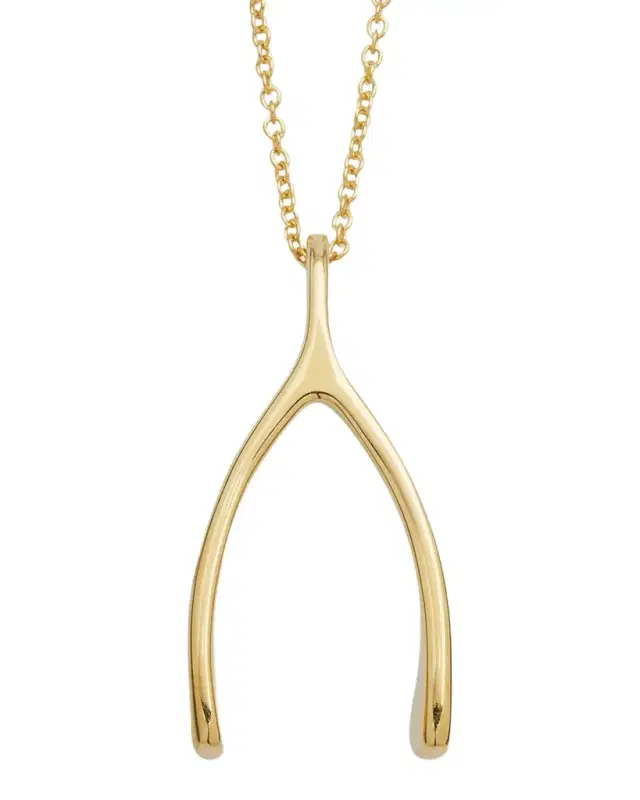 18k Wishbone Pendant Necklace