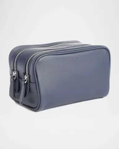 ROYCE New York Monogrammed Double Zip Leather Toiletry Bag, Personalized | Thumbnail 5