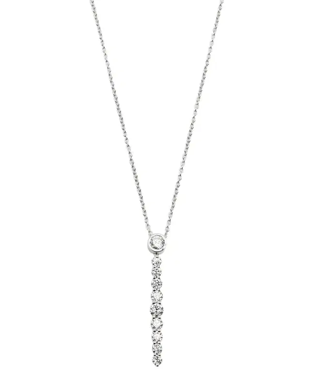 18K White Gold Diamond Drop Pendant, 0.80tcw