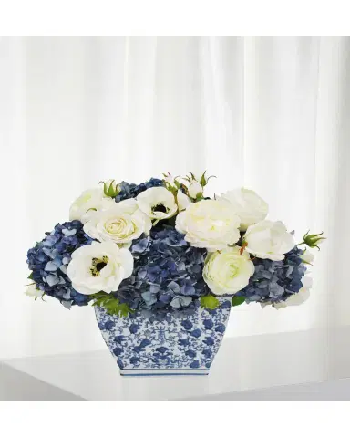 Winward Home Hydrangea Rose in Rectangle Cache Pot | Thumbnail 2