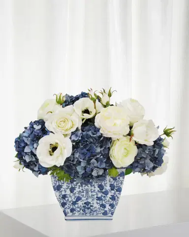 Winward Home Hydrangea Rose in Rectangle Cache Pot | Thumbnail 1