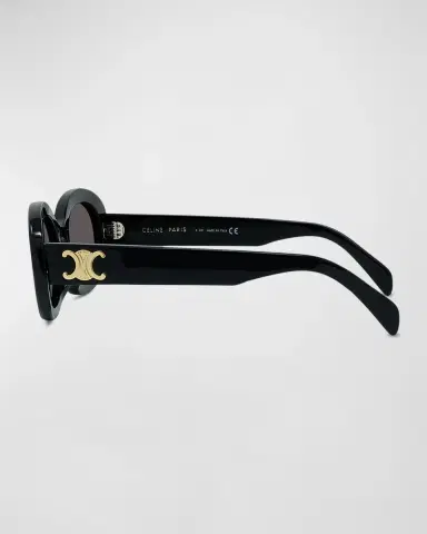 Celine Triomphe Logo Oval Acetate Sunglasses | Thumbnail 4 Celine Triomphe Logo Oval Acetate Sunglasses | Thumbnail 4