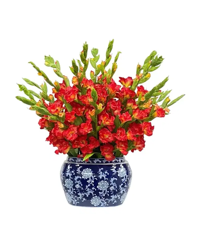 Winward Home Gladioulus Faux-Floral Arrangement in Oval Planter