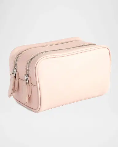 ROYCE New York Monogrammed Double Zip Leather Toiletry Bag, Personalized | Thumbnail 5