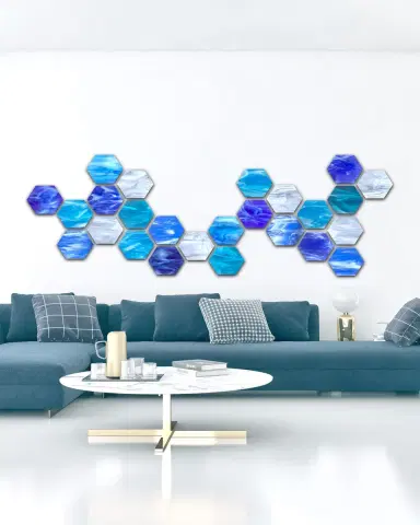 Karo Studios Water Hexagonal Glass Wall Sculpture | Thumbnail 2