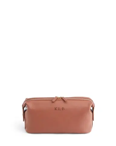 ROYCE New York Monogrammed Large Leather Toiletry Bag, Personalized | Thumbnail 3