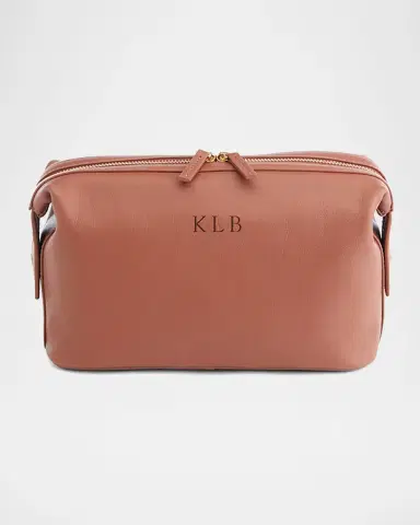 ROYCE New York Monogrammed Large Leather Toiletry Bag, Personalized | Thumbnail 5