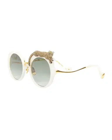 Anna-Karin Karlsson Rose et la Roue Round Crystal-Embellished Leopard Sunglasses | Thumbnail 1
