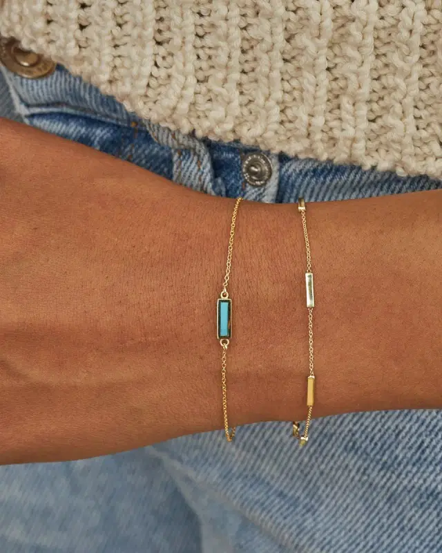 18k Inlay Bar Bracelet, Turquoise