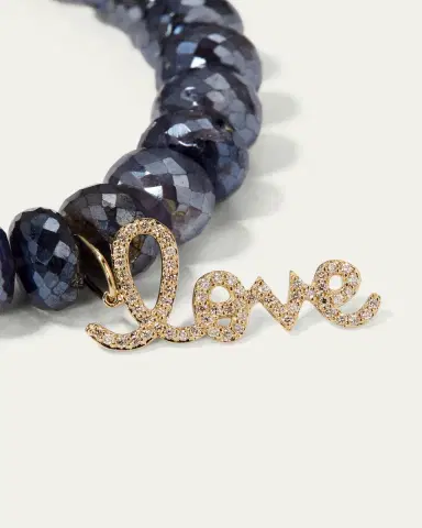 Sydney Evan Medium Love Script on 10mm Iolite Bracelet | Thumbnail 3 Sydney Evan Medium Love Script on 10mm Iolite Bracelet | Thumbnail 3