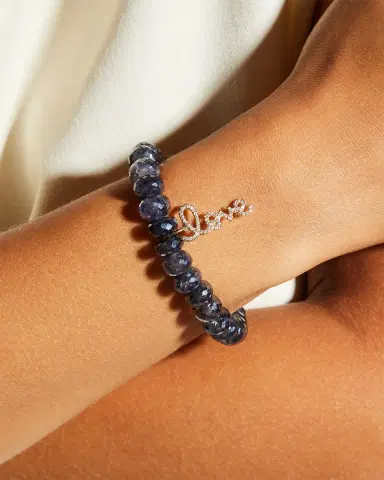 Sydney Evan Medium Love Script on 10mm Iolite Bracelet | Thumbnail 5 Sydney Evan Medium Love Script on 10mm Iolite Bracelet | Thumbnail 5