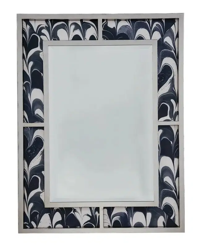 Port 68 Bedford Mirror with Black Orchid Fabric