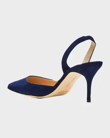 Manolo Blahnik Carolyne Suede Mid-Heel Slingback Pump | Thumbnail 3 Manolo Blahnik Carolyne Suede Mid-Heel Slingback Pump | Thumbnail 3