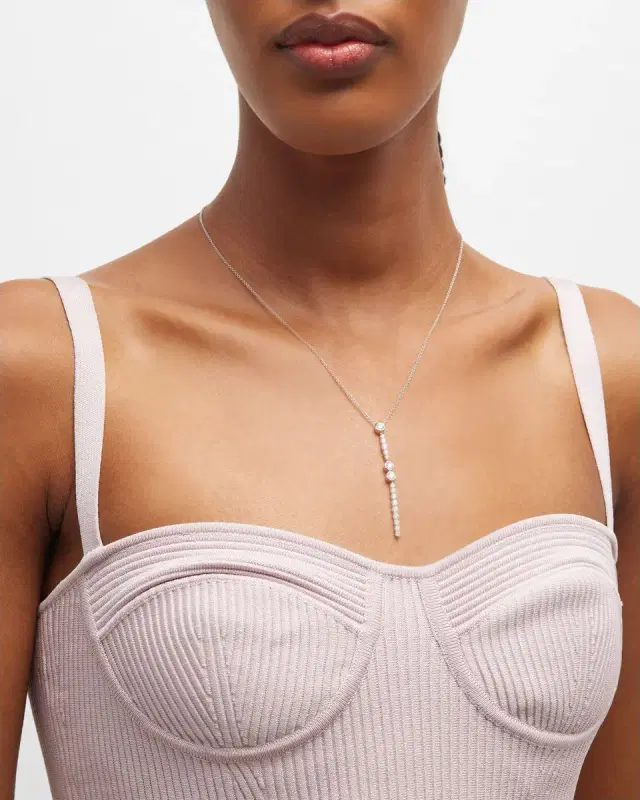 18K White Gold Diamond Drop Pendant, 1.41tcw