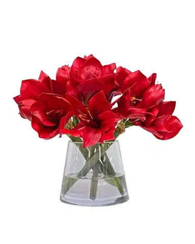 Winward Home Amaryllis Faux-Floral Arrangement in Vase | Thumbnail 1