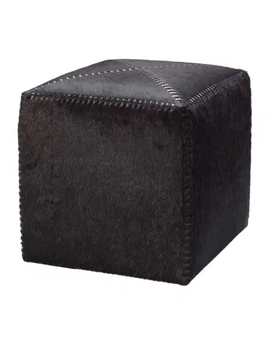 Jamie Young Small Espresso Hair Hide Ottoman | Thumbnail 1 Jamie Young Small Espresso Hair Hide Ottoman | Thumbnail 1