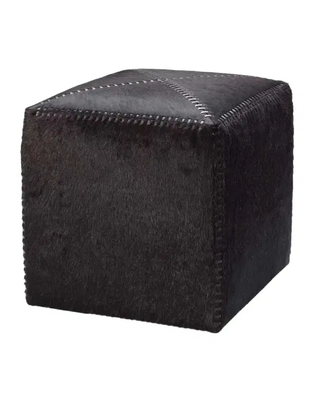 Small Espresso Hair Hide Ottoman