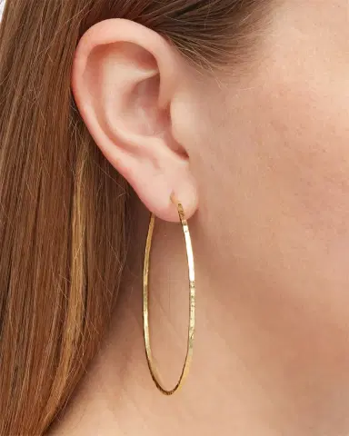 Jennifer Meyer Medium Hammered Bangle Hoop Earrings | Thumbnail 2