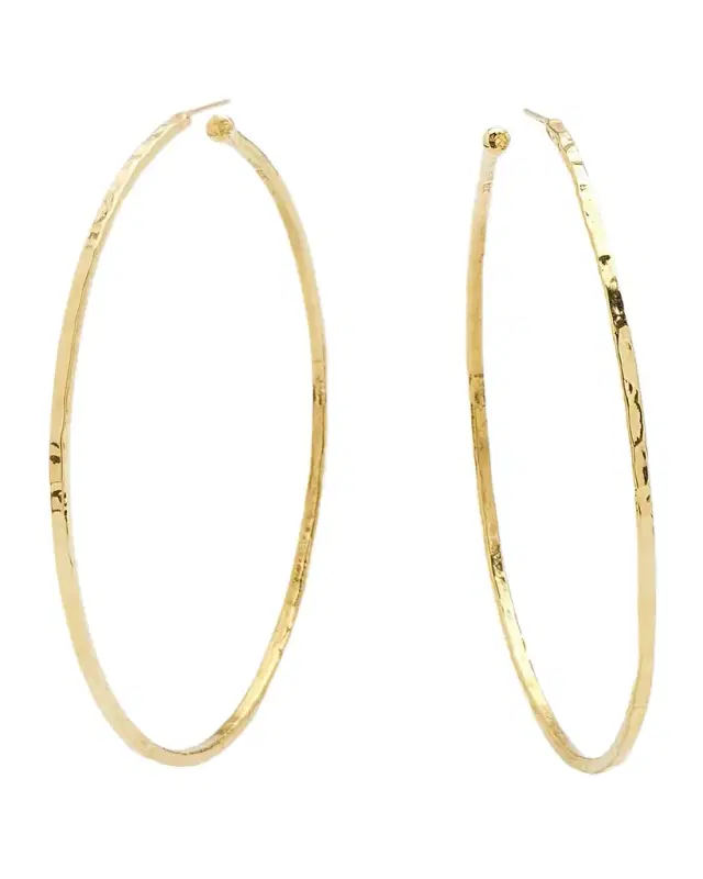 Medium Hammered Bangle Hoop Earrings