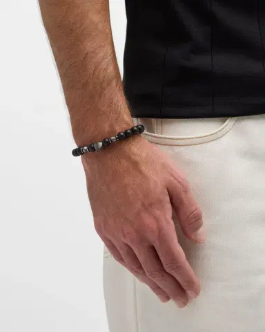 Tateossian Men 's Matte Onyx Bracelet with Black Rhodium Nugget | Thumbnail 1