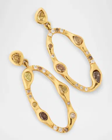 Debra Navarro Pathway 18K Yellow Gold Small Oval Dangle Earrings with Multi-Color Diamonds | Thumbnail 2 Debra Navarro Pathway 18K Yellow Gold Small Oval Dangle Earrings with Multi-Color Diamonds | Thumbnail 2