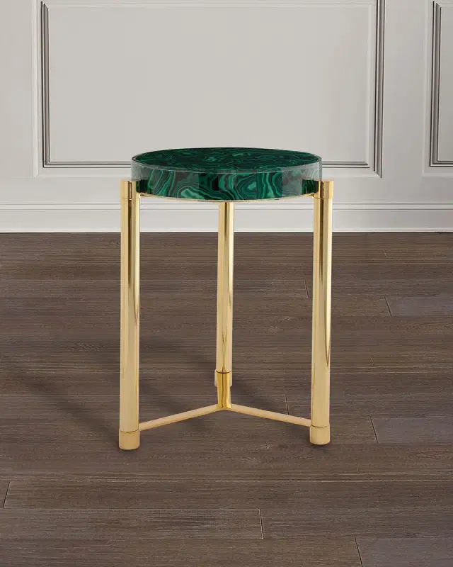 Port 68 Malachite Style Gold Accent Table