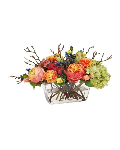 Winward Home Mix Fall Hydrangea & Rose in Flair Vase | Thumbnail 2