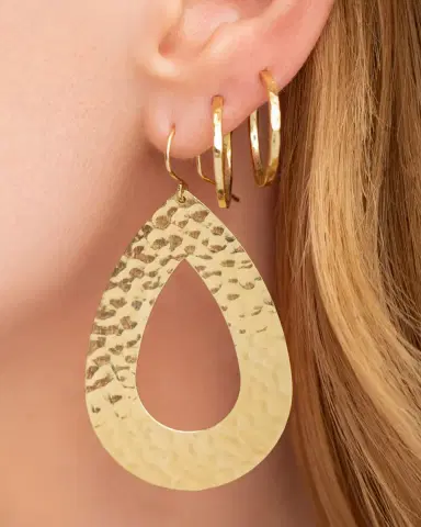 Jennifer Meyer 18k Small Hammered Bangle Hoop Earrings | Thumbnail 2