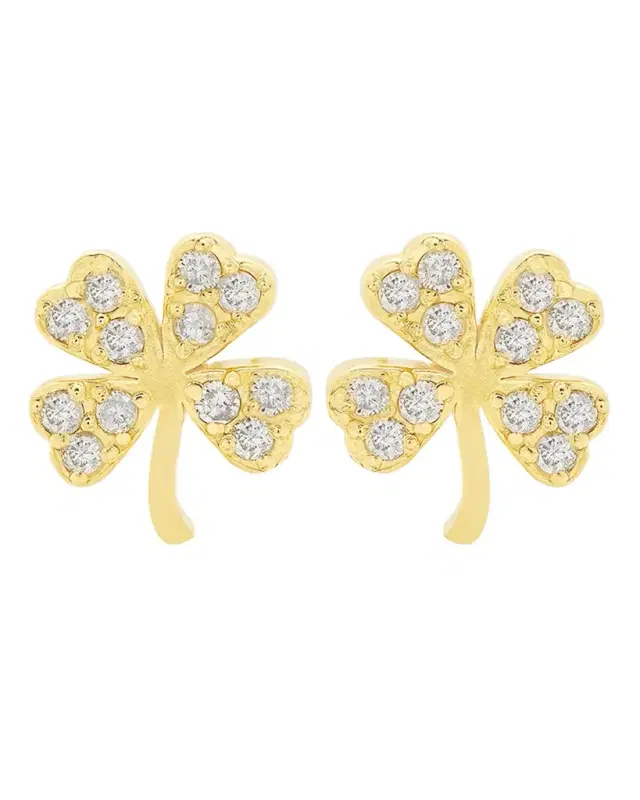 Mini Diamond Four-Leaf Clover Stud Earrings