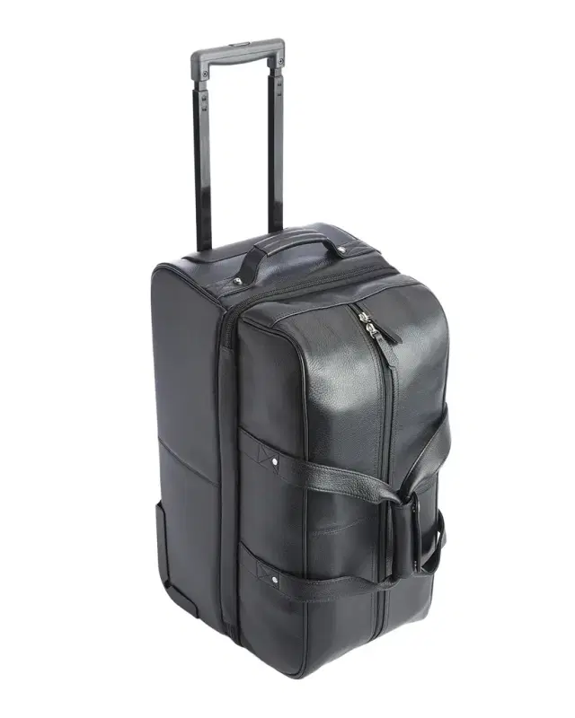 ROYCE New York Monogrammed Leather Executive Rolling Duffel Suitcase, Personalized