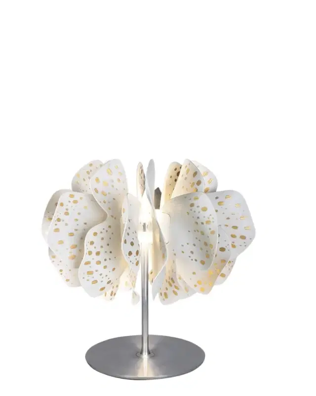 Lladro Nightbloom White Gold Table Lamp