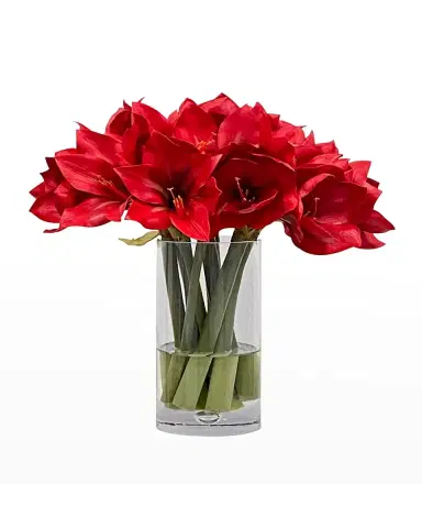 Winward Home Amaryllis Faux-Floral Arrangement in Vase | Thumbnail 2