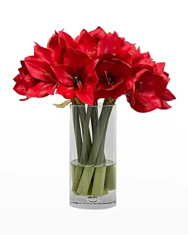 Winward Home Amaryllis Faux-Floral Arrangement in Vase | Thumbnail 1