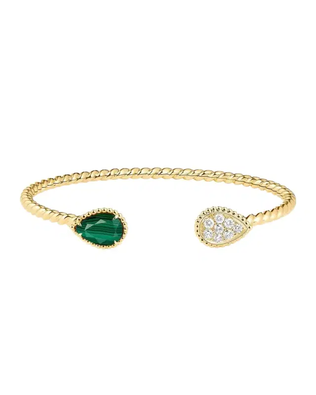 Serpent Bohème 18K Yellow Gold 2-Motif Malachite & Diamond Bracelet