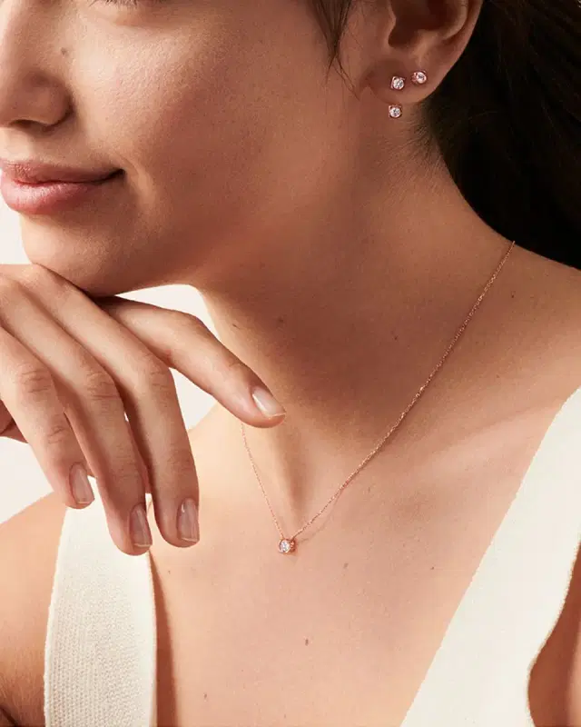 Yellow Gold Le Cube Medium Diamond Pendant Necklace