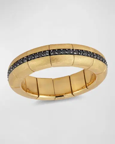 Roberto Demeglio Men 's Yellow Gold Matte Pura Black Diamond Eternity Ring | Thumbnail 2